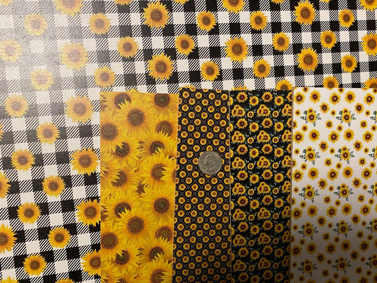 Sunflowers and White Plaid